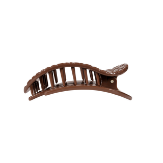 Crocodile Flat Round Medium Hair Clip in Brown