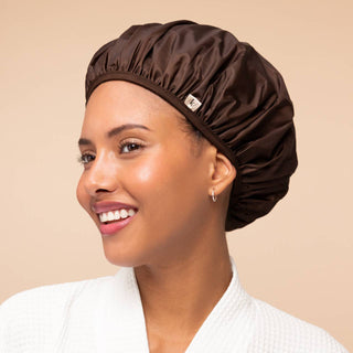 Shower Cap Set in Terracotta & Brown