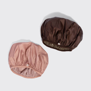 Shower Cap Set in Terracotta & Brown