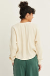 Henley Waffle Raglan Top in Ivory