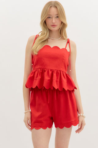Red Scallop Top