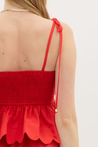 Red Scallop Top