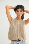 Uptown Girl Sweater Top In Stone