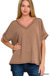 Amelia Rib Short Sleeve in Mocha