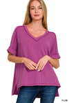 Amelia Rib Short Sleeve in plum