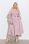 mauve smock tiered maxi dress +
