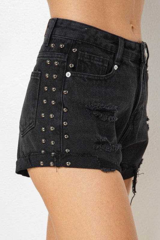 Denim Cutoffs Mini Shorts Black ($20) ❤ liked on Polyvore
