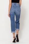 medium hi-rise cuff hem mom jeans