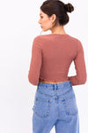 brick button detail long sleeve top