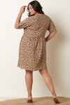 taupe spotted babydoll dress +