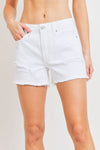 white high rise cat scratch shorts
