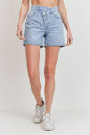 light denim criss cross shorts