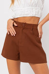 Brown Textured High Waist Shorts
