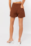 Brown Textured High Waist Shorts