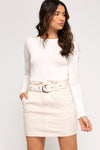 natural belted skirt
