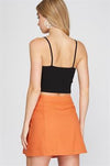 orange linen wrap mini skirt