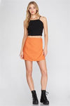 orange linen wrap mini skirt