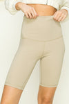taupe wide band biker shorts