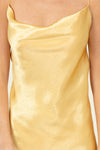gold cowl neck midi dress