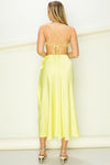 lime satin wrap skirt
