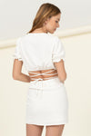 white wrap puff slv top