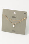 Layered Chain Pearl Pendant Necklace