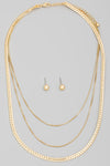 Dainty Triple Chain Link Necklace Set