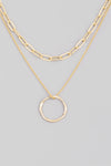 layered chain circle necklace
