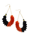 Orange & Black Tassel Fringe Earrings