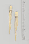 Metallic Rectangle Fringe Drop Earrings