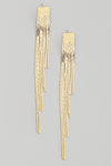 Metallic Rectangle Fringe Drop Earrings
