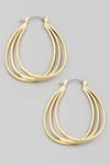 Layered Oval Pincatch Hoop Earrings