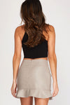 stone faux ruched ruffle skirt