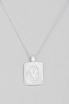 rectangle initial pendant necklace - silver