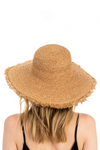 tan raw edge straw hat