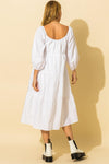 white tiered midi dress
