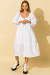 white tiered midi dress