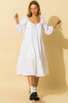 white tiered midi dress
