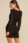 black v-neck ruched dress