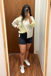 Light Yellow Stripe Button Top