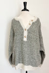 Olive Marled Button Pullover +