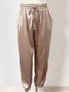 champagne satin joggers +