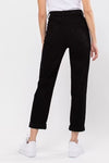 black high rise cuff mom jean