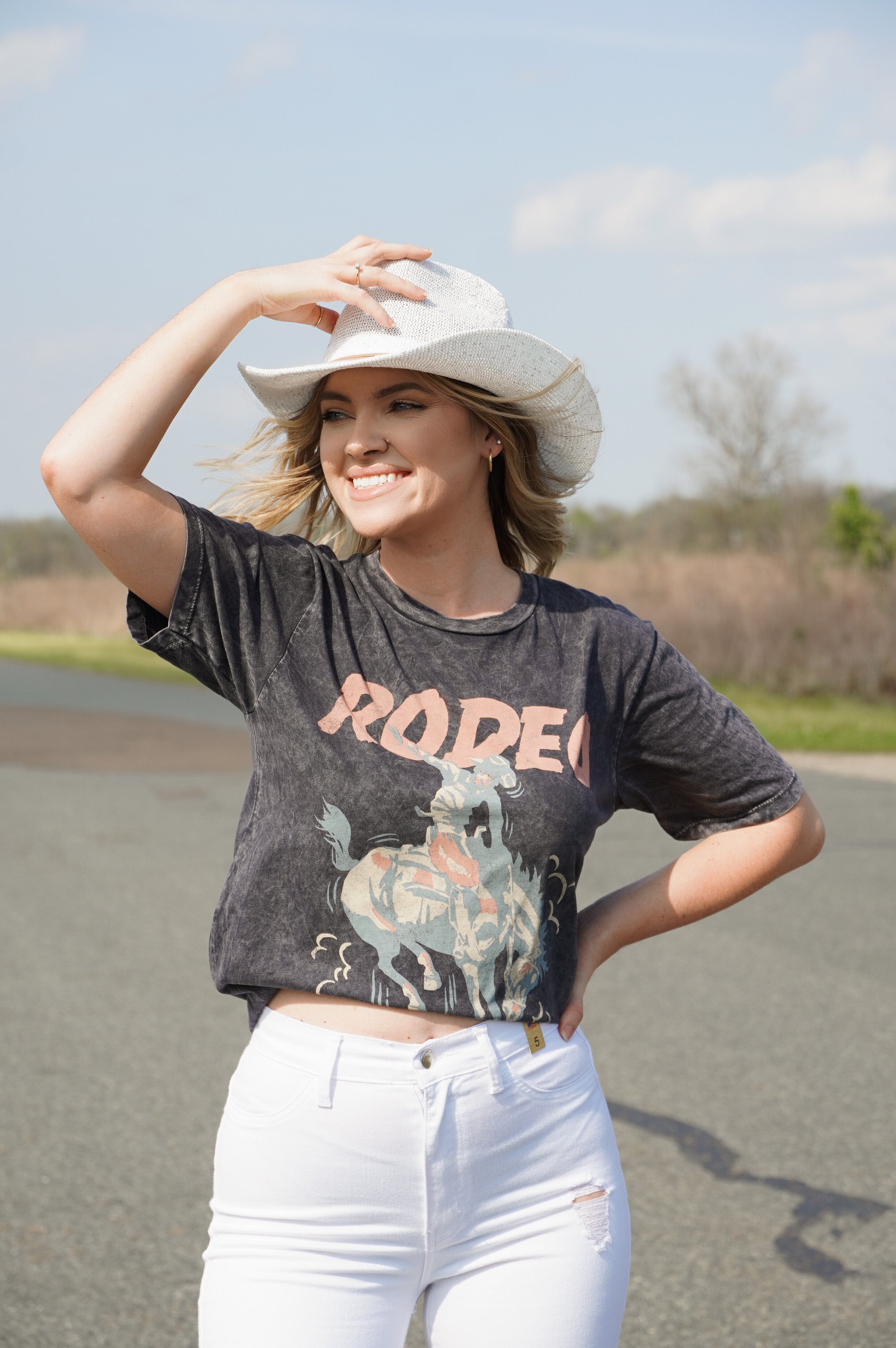 Grey Rodeo Graphic Top - Luna Boutique