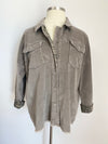 corduroy jacket with animal print trim - grey +