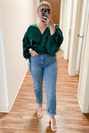 Hunter Green Long Slv. Surplice Top
