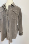 corduroy jacket with animal print trim - grey +