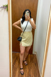 Yellow Floral Slit Mini Skirt